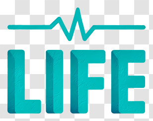 Life Logo - Turquoise 'LIFE' Heartbeat Logo Transparent PNG