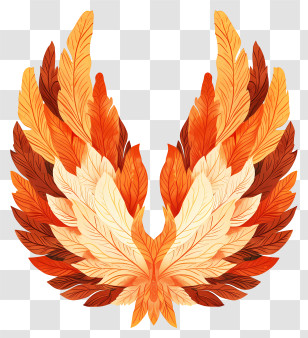 Fire Wings - Colorful Feathers In Wing Shape Transparent PNG