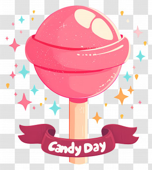 National Candy Day - Pink Lollipop Candy Illustration For Candy Day Transparent PNG