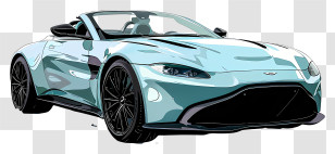 Aston Martin V12 Speedster - Light Blue Luxury Convertible Car Transparent PNG