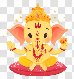Ganesh Chaturthi - Cartoon Elephant Deity Transparent PNG