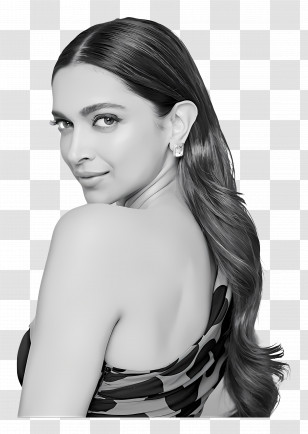 Deepika Padukone - Black And White Portrait Of Woman Transparent PNG