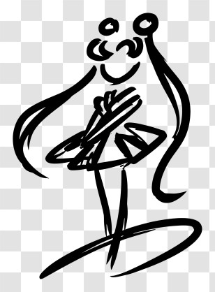Sailor Moon Minimalist Outline - Iconic Sailor Moon Stick Figure Doodle Transparent PNG