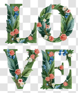 Cartoon - Floral Love Letters Transparent PNG