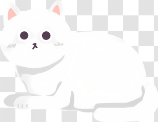 Cat - White Fluffy Cat Sitting Adorably Transparent PNG