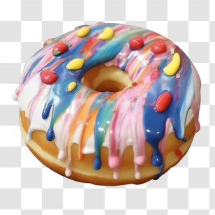 Donut
 - Rainbow Glazed Donut With Colorful Icing Transparent PNG