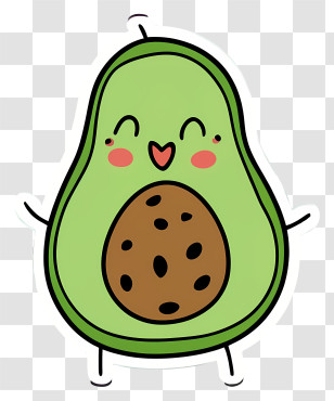Cute Avocado Sticker - Cute Cartoon Avocado Transparent PNG