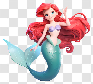 Ariel Mermaid Princess 3d - Mermaid With Red Hair Transparent PNG