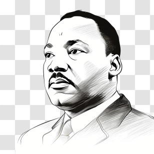 Martin Luther King Jr Day - Black And White Portrait Illustration Of A Man Transparent PNG