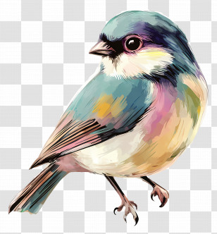 Pastel Bird - Colorful Bird Illustration With Detailed Feathers Transparent PNG