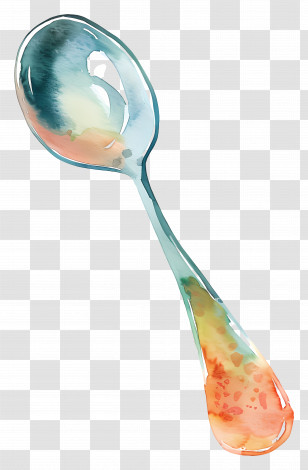 Mixing Spoon - Watercolor Spoon With Artistic Design Transparent PNG