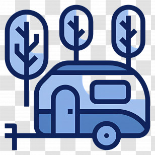 Camping Car - Blue Caravan In The Woods Transparent PNG