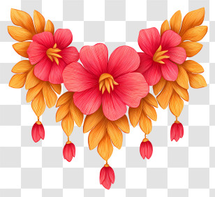Indian Toran - Orange Pink Flower Garland Transparent PNG