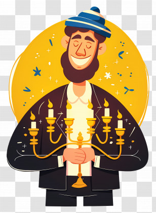 Hanukkah - Man With Candlestick Illustration Transparent PNG