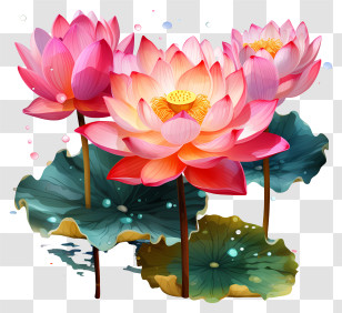 Multicolored Paints Lotus Flower - Beautiful Lotus Flowers On Water Illustration Transparent PNG