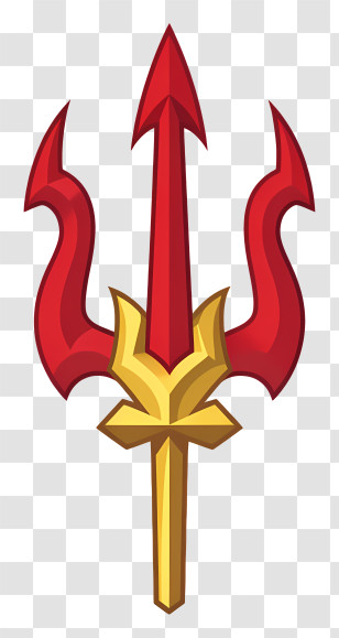 Trident Emblem Emoji - Red And Gold Trident Illustration Transparent PNG