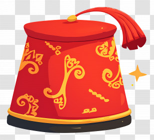 Traditional Turkish Hat - Red Ceremonial Hat With Ornamental Design Transparent PNG