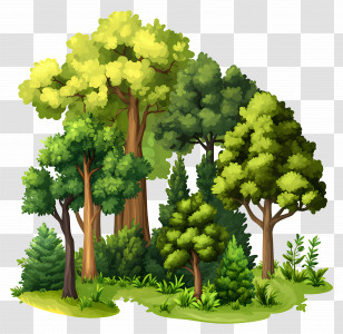 Dense Forest - Green Trees In A Forest Scene Transparent PNG