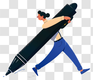 Person Carrying Oversized Pen - Person Carrying A Giant Pen Transparent PNG