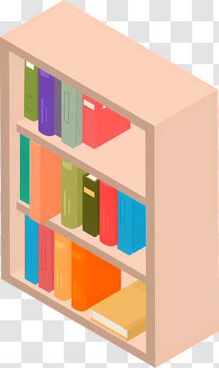 Icon - Bookshelf Filled With Colorful Books Transparent PNG