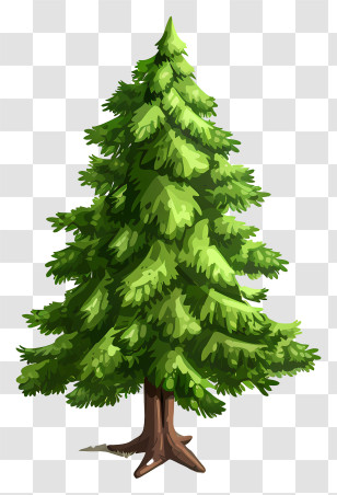 Fir Tree - Stylized Drawing Of Green Pine Tree Transparent PNG