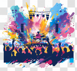 Summer - Vibrant Music Concert Scene With A Thrilled Crowd Transparent PNG