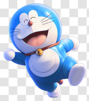 3d Doraemon - Flying Blue Cartoon Cat With Cape Transparent PNG