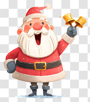 Cute Santa Claus - Santa Claus With Golden Bells Transparent PNG