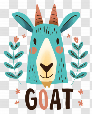 Mountain Goat - Cheerful Goat With Leaves Transparent PNG