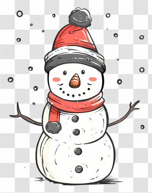 Snowman - Snowman In Winter Hat And Scarf Illustration Transparent PNG