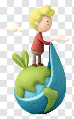 Global Water Awareness - Boy Standing On Earth Globe Transparent PNG