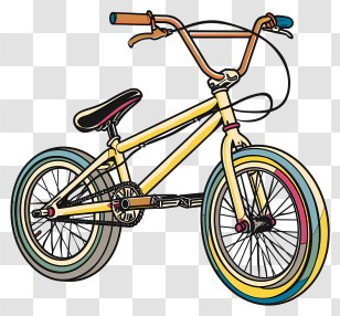 Bmx Bicycle - Colorful Bicycle Illustration In Whimsical Style Transparent PNG