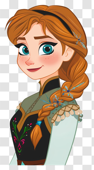 Frozen Anna Princess - Portrait Of A Cartoon Girl With Braided Hair Transparent PNG