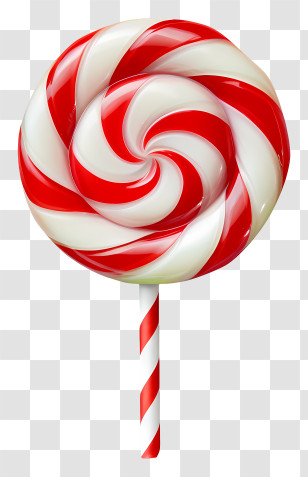 Candy On A Stick - Festive Red And White Striped Lollipop Transparent PNG