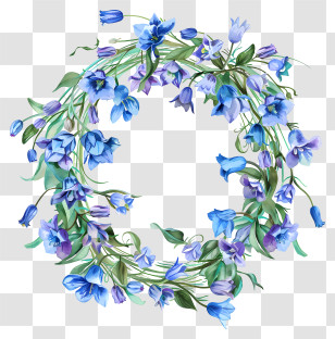 Bluebell Flower - Handcrafted Blue Floral Wreath Design Transparent PNG