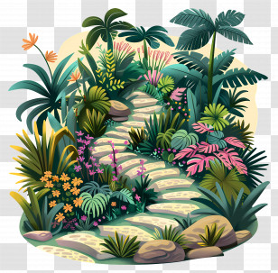 Garden Path - Illustration Of Garden Path With Plants Transparent PNG