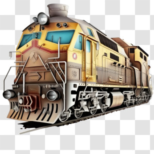 Railway Train
 - Vintage Locomotive Train Artwork Transparent PNG