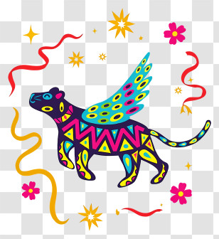Mexican Dog - Colorful Winged Folk Creature Transparent PNG
