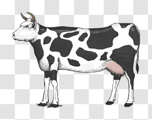 Cow - Black And White Cow Illustration Transparent PNG
