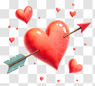 Cupid Arrow Through Heart - Arrow-Pierced Red Heart Transparent PNG