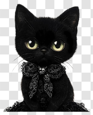 Lolita Cat - Adorable Black Kitten With Bow Transparent PNG