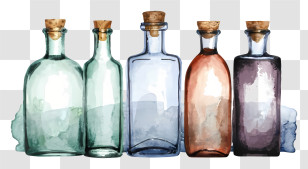 Yes - Watercolor Glass Bottles Collection Transparent PNG