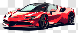 Ferrari Sf90 Stradale - Red Luxury Sports Car Illustration Transparent PNG