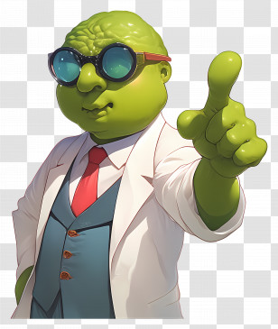 Balding Scientist - Green Scientist Character Transparent PNG