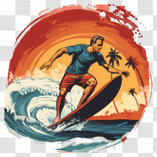 Surfing - Surfer Riding A Wave Transparent PNG