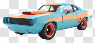 Cartoon - Blue And Orange Vintage Sports Car Design Transparent PNG