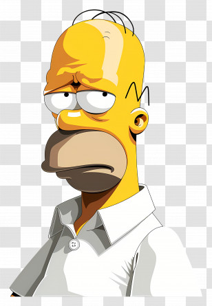 Homer Simpson - Yellow Cartoon Character In A White Shirt Transparent PNG