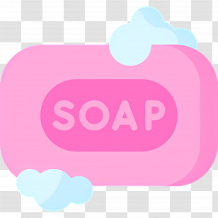 Soap - Pink Soap Bar With Bubbles Illustration Transparent PNG