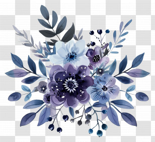Blue Bouquet - Purple Floral Bouquet Illustration Transparent PNG