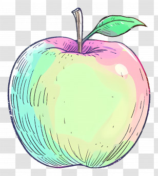 Doodle Apple - Rainbow Apple Illustration With Playful Colors Transparent PNG